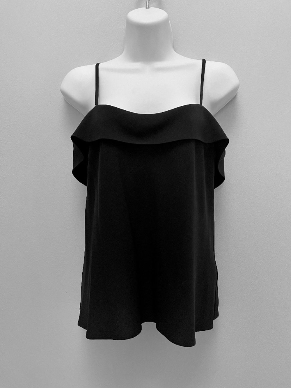 Black camisole top with spaghetti straps
